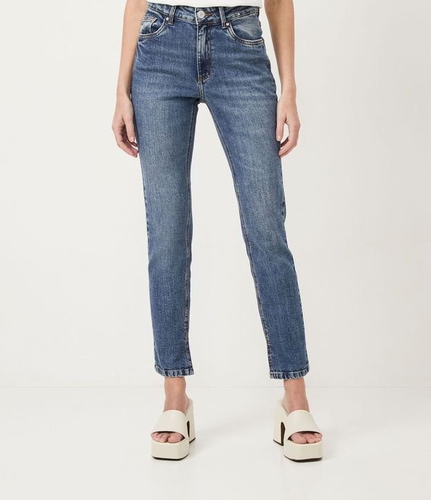 Pantalón Recto Jeans con Cintura Mediana y Bolsillos 2