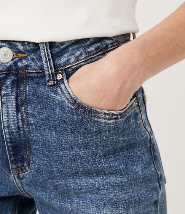 Pantalón Recto Jeans con Cintura Mediana y Bolsillos 5