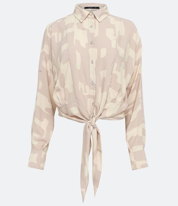 Camisa en Crepé con lazo Frontal y Estampado Geométrica 7