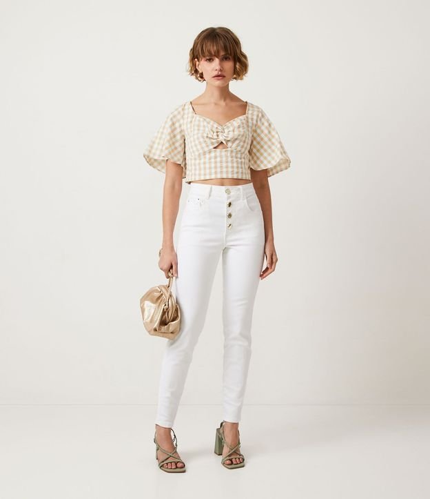 Blusa Cropped en Algodón con Escote Corazón y Recorte Vazado 2