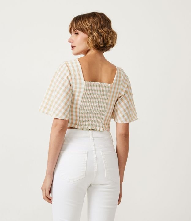 Blusa Cropped en Algodón con Escote Corazón y Recorte Vazado 3