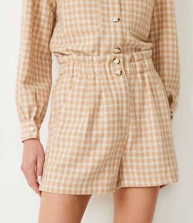 Short Clochard Estampado Cuadrillé con Botones Metalizados 2