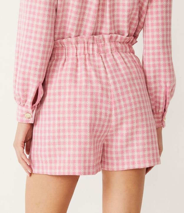 Short Clochard Estampado Cuadrillé con Botones Metalizados 4