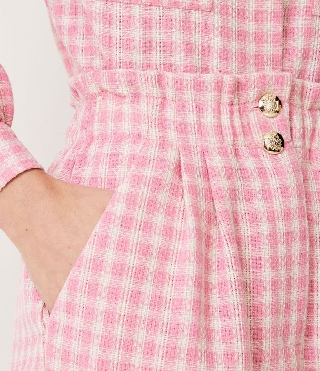 Short Clochard Estampado Cuadrillé con Botones Metalizados 5