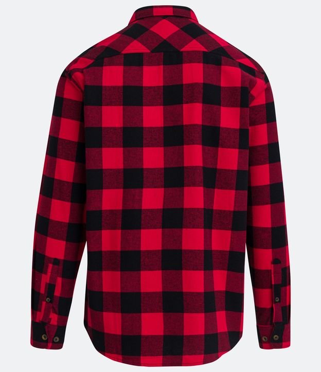 Camisa Regular en Franela de Cuadros y Manga Larga 5