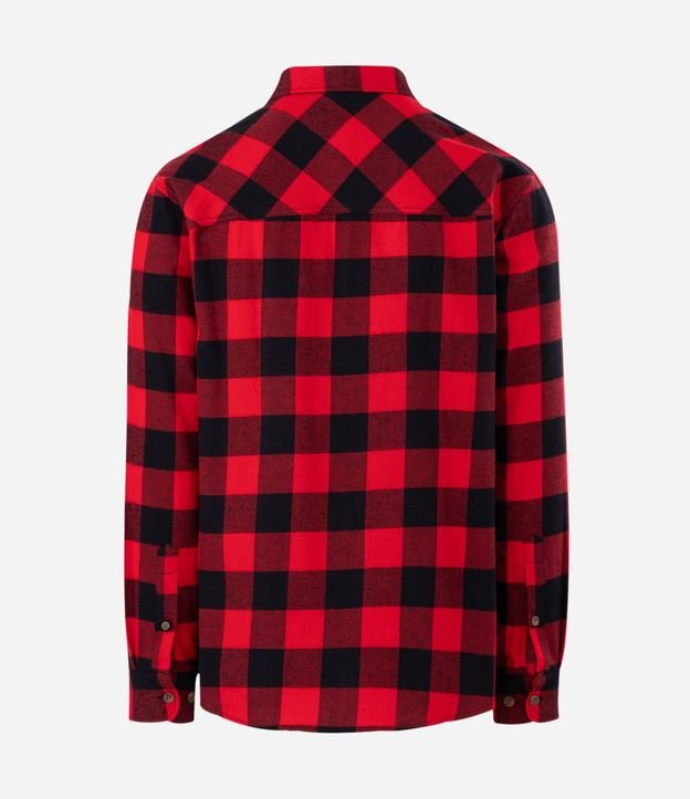 Camisa Regular en Franela de Cuadros y Manga Larga 6