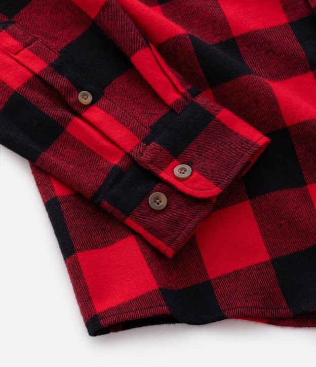 Camisa Regular en Franela de Cuadros y Manga Larga 8