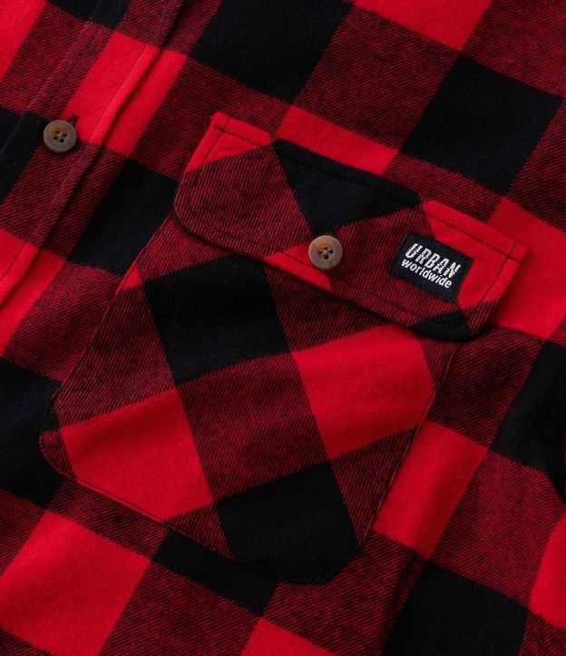 Camisa Regular en Franela de Cuadros y Manga Larga 10