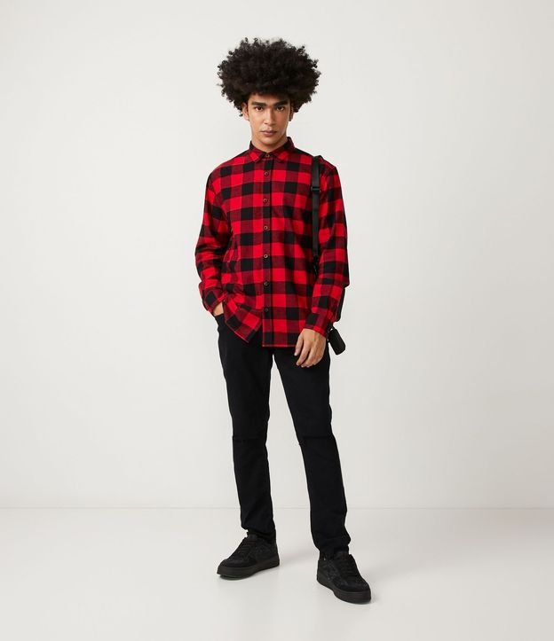 Camisa Regular en Franela de Cuadros y Manga Larga 2