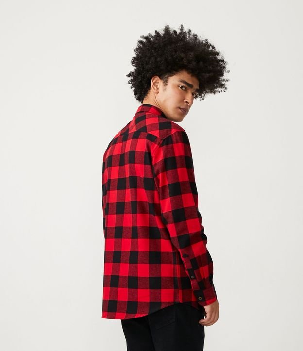 Camisa Regular en Franela de Cuadros y Manga Larga 3