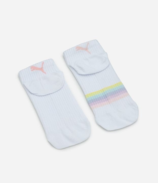 Kit 02 Pares de Medias Caña Corta en Algodón Acanelado con Arcoiris Puma 2