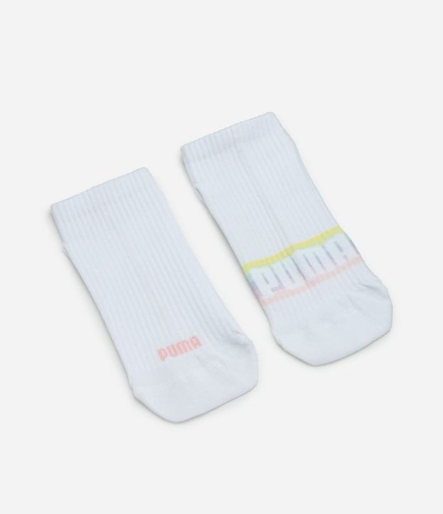 Kit 02 Pares de Medias Caña Corta en Algodón Acanelado con Arcoiris Puma 5