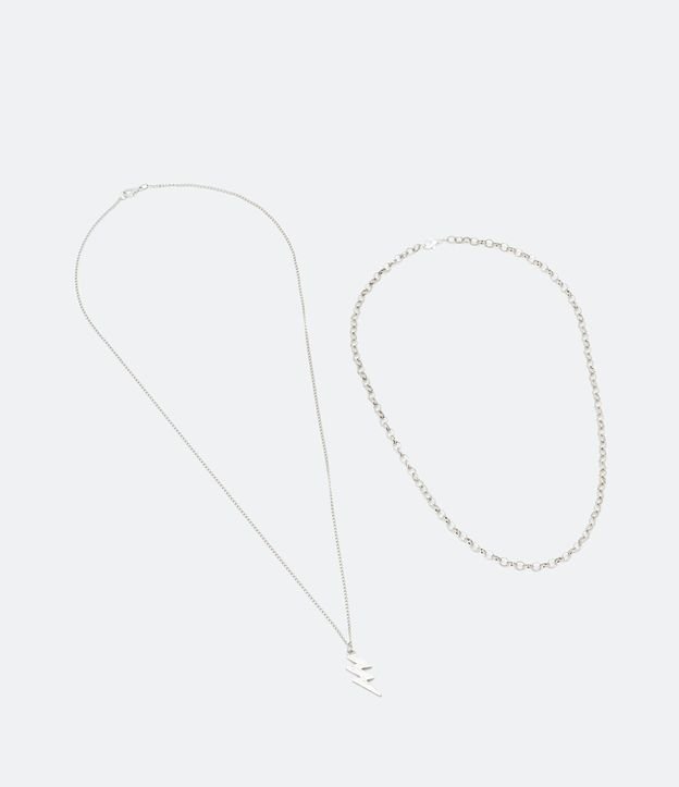 Collar Doble con Cadena y Colgante de Rayo 2