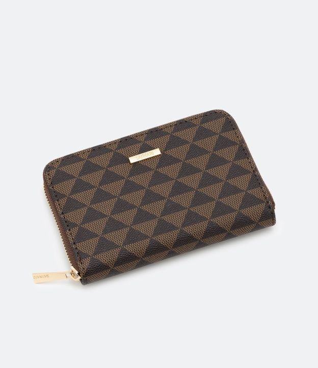 Billetera Média con Estampado de Triangulos y Cierre