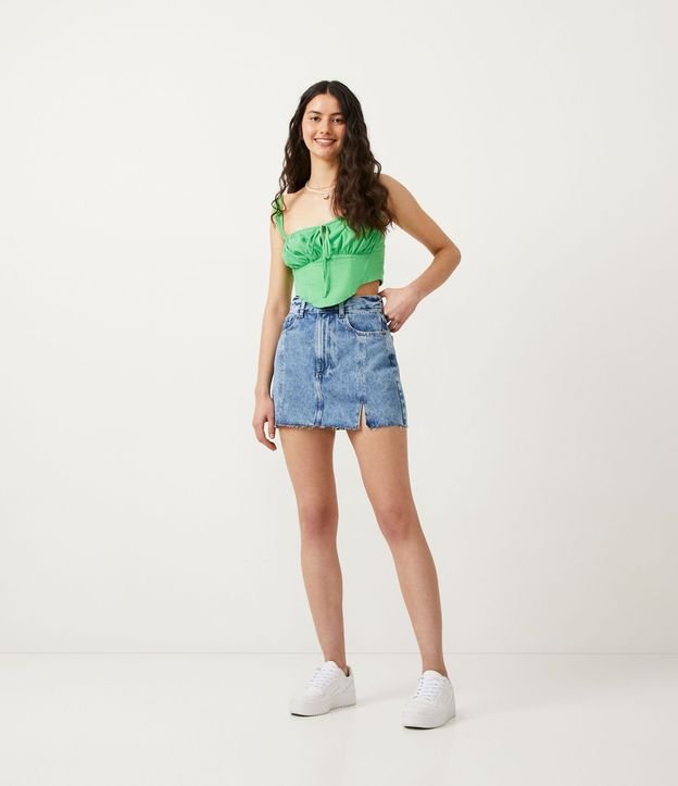 Blusa Musculosa Cropped en Tricolina con Lazo en el Busto 2