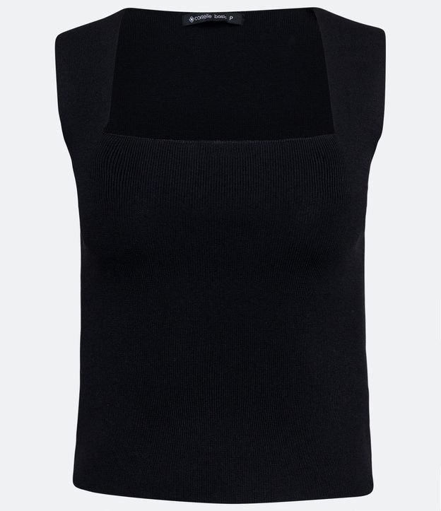 Blusa Cropped en Punto con Escote Cuadrado 5
