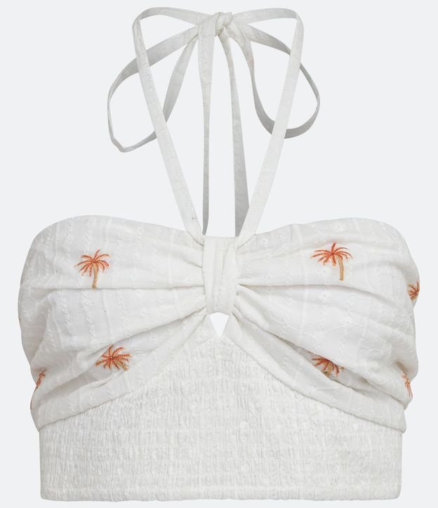 Blusa Cropped Espalda Escotada en Algodón con Bordados Cocoteros 7