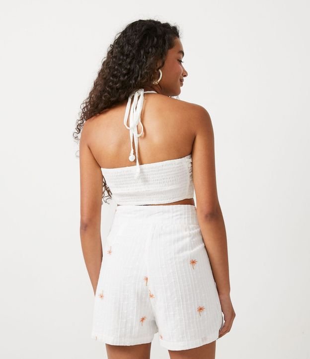 Blusa Cropped Espalda Escotada en Algodón con Bordados Cocoteros 4