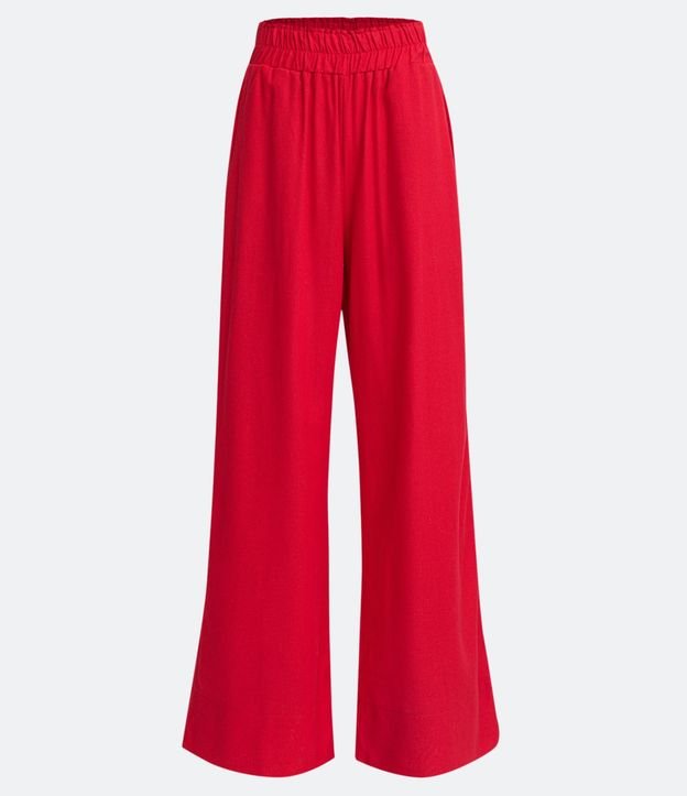 Pantalón Wide Leg en Viscolino con Cintura Elástica y Bolsillos 6
