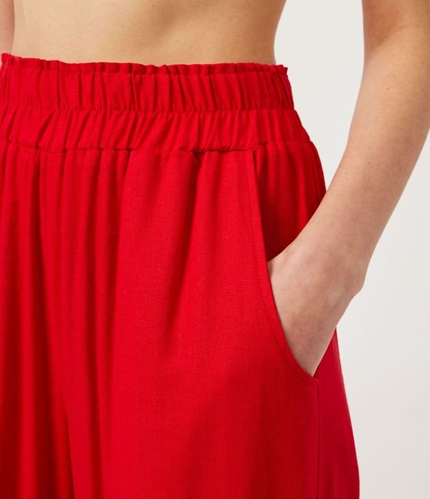 Pantalón Wide Leg en Viscolino con Cintura Elástica y Bolsillos 4