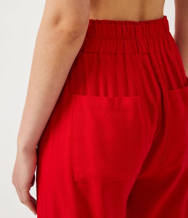 Pantalón Wide Leg en Viscolino con Cintura Elástica y Bolsillos 5