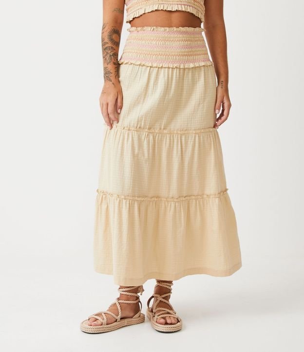Pollera New Midi en Algodón con Cintura Elástica Contrastante 2