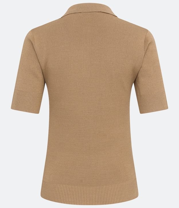 Blusa en Tejido de Punto con Mangas Cortas Cremallera en el Cuello 9
