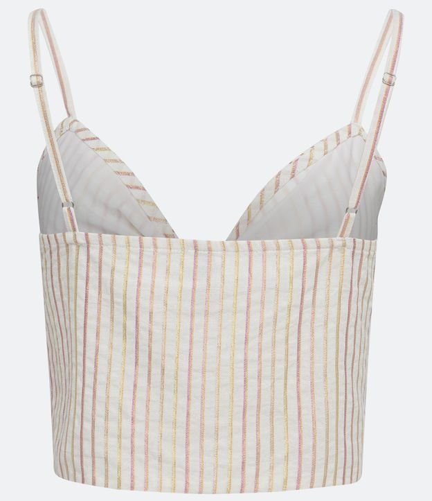 Blusa Musculosa Cropped en Algodón Rayado y con Escote con Nudo 7