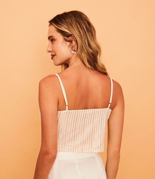 Blusa Musculosa Cropped en Algodón Rayado y con Escote con Nudo 4
