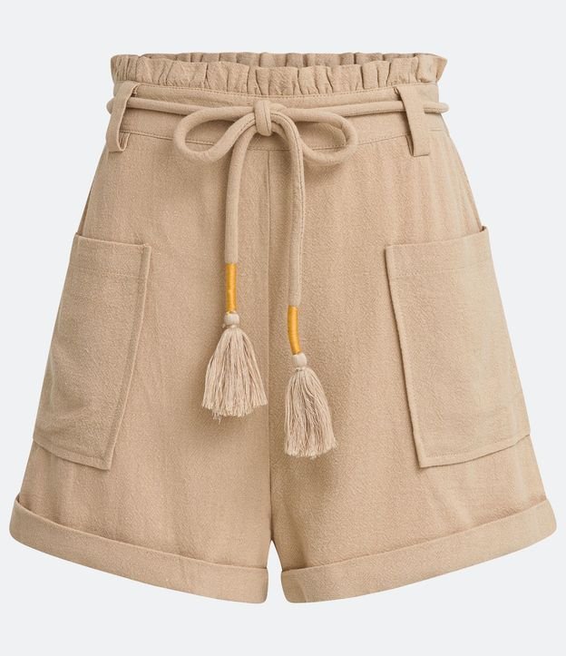 Short Clochard en Viscolino con Cinturón Cuerda y Bolsillo 5