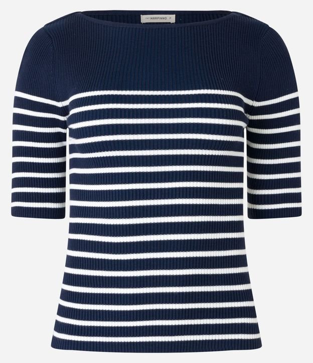 Blusa de Punto con Textura Acanalada y Estampado Rayada 6
