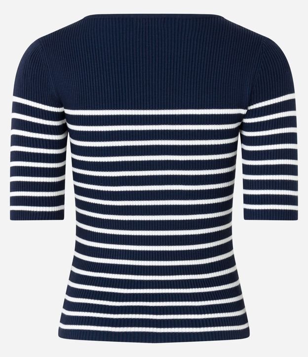 Blusa de Punto con Textura Acanalada y Estampado Rayada 9