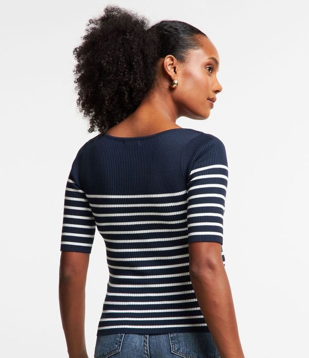 Blusa de Punto con Textura Acanalada y Estampado Rayada 4