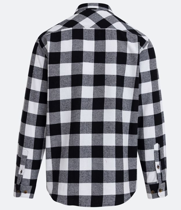 Camisa Regular en Franela de Cuadros y Manga Larga 7