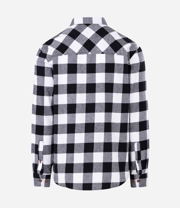 Camisa Regular en Franela de Cuadros y Manga Larga 8