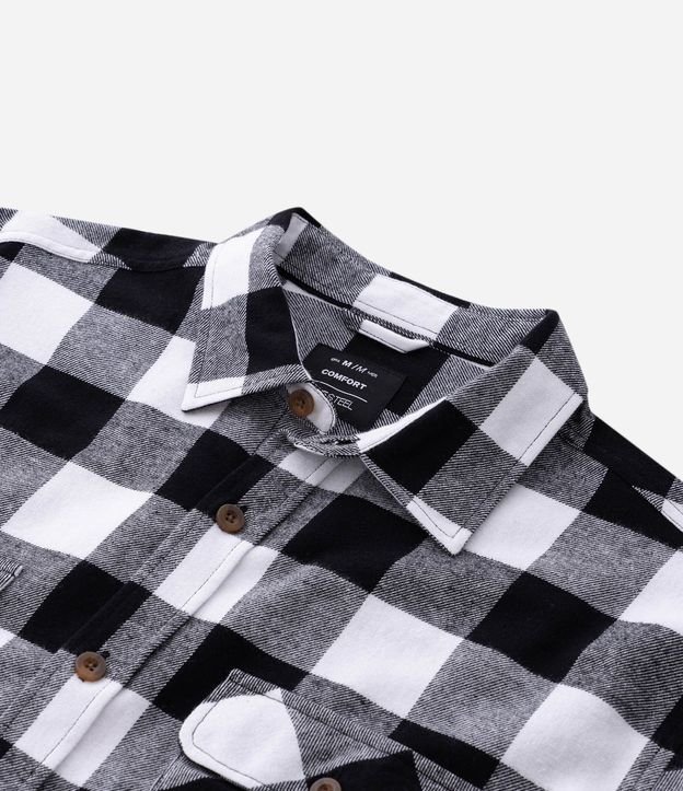 Camisa Regular en Franela de Cuadros y Manga Larga 11