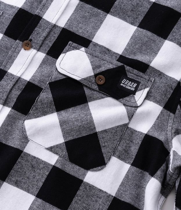 Camisa Regular en Franela de Cuadros y Manga Larga 12