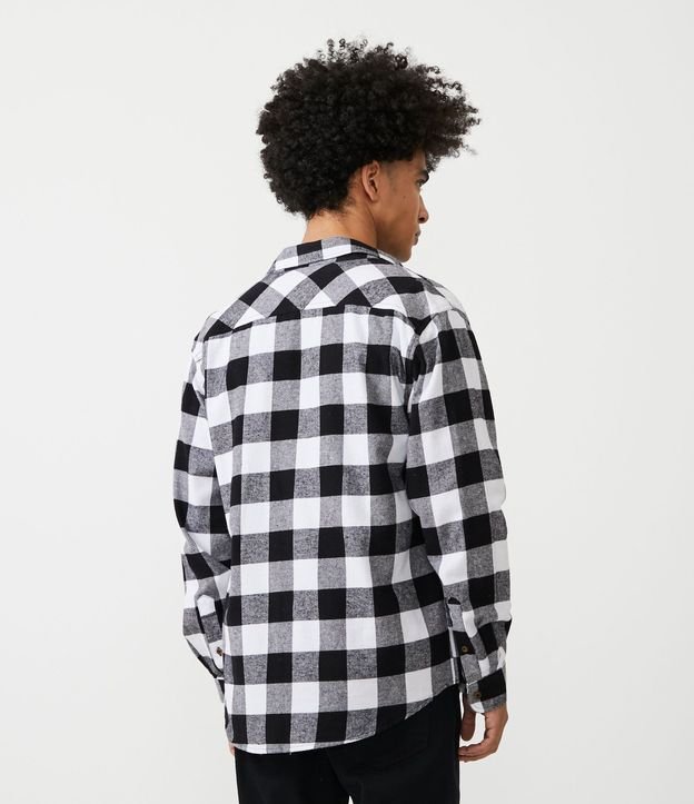 Camisa Regular en Franela de Cuadros y Manga Larga 4