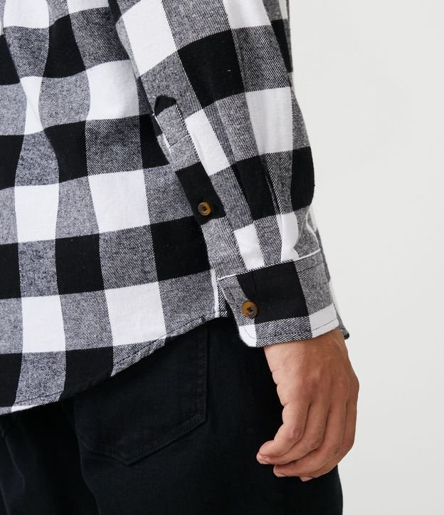 Camisa Regular en Franela de Cuadros y Manga Larga 6