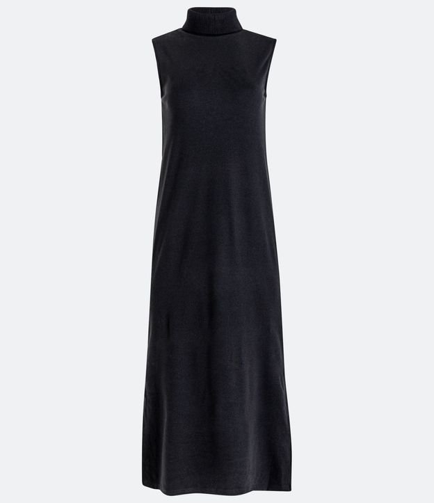 Vestido Midi en Suedine con Cuello Alto 7