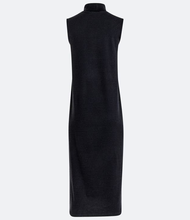 Vestido Midi en Suedine con Cuello Alto 8