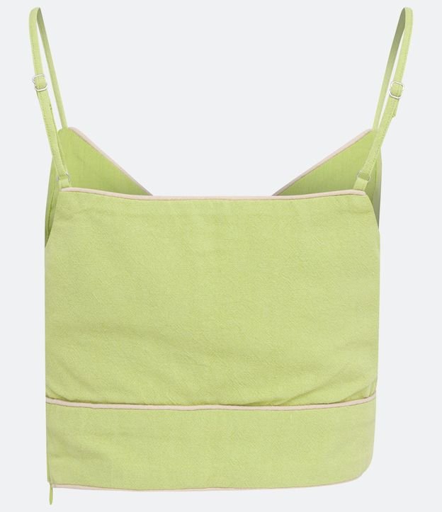 Blusa Cropped de Tirantes en Lino con Pipping Contrastante 6