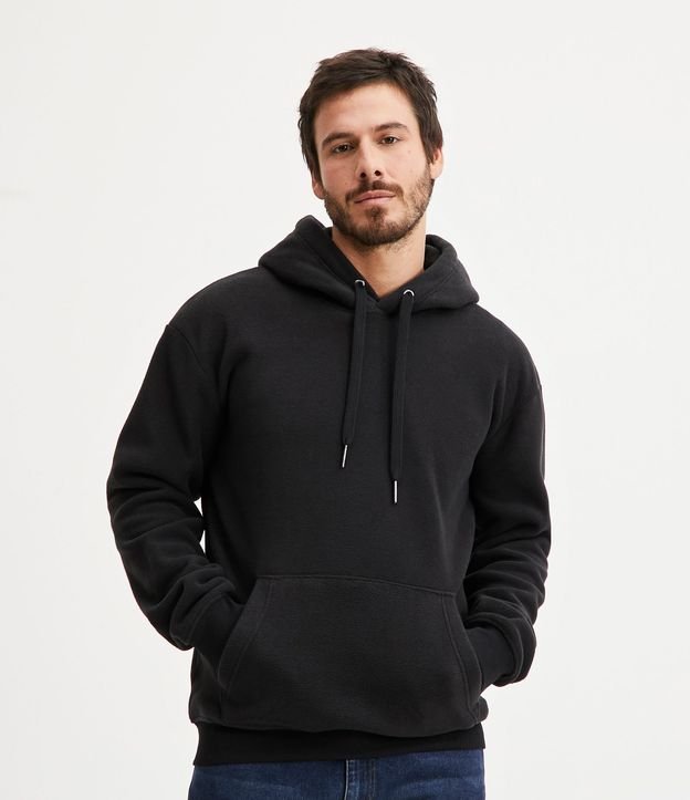 Buzo Cerrado en Fleece con Capucha y Bolsillo Canguro