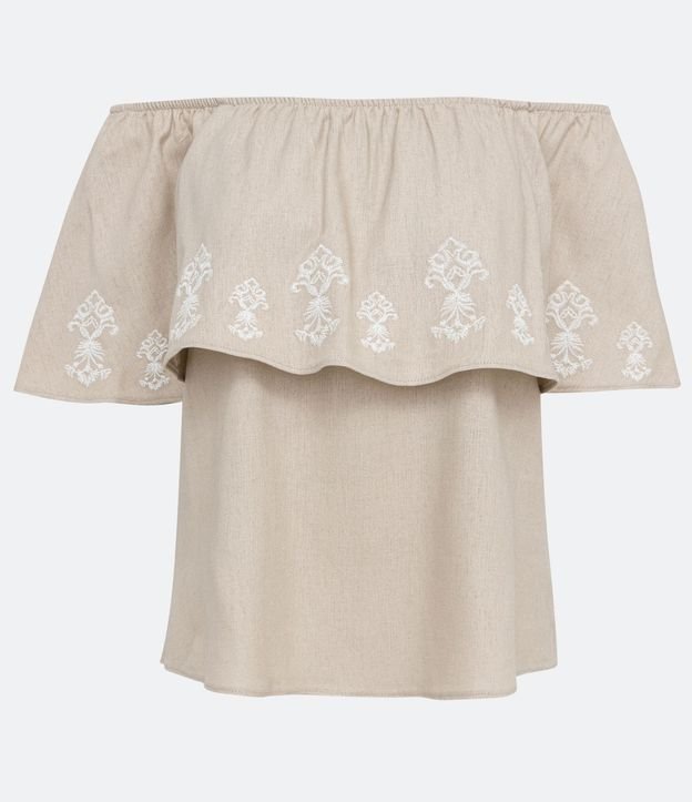 Blusa Hombro a Hombro en Viscolino con Volados 5