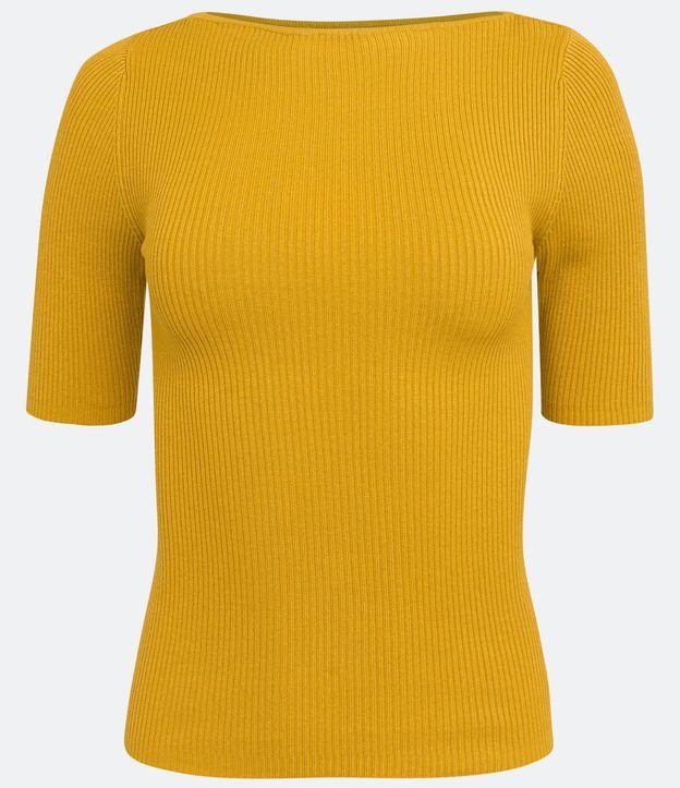 Blusa de Punto Acanalada con Cuello Barco 6