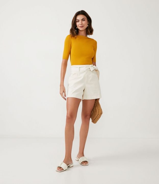 Blusa de Punto Acanalada con Cuello Barco 2