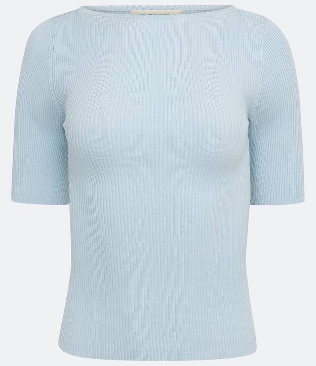 Blusa de Punto Acanalada con Cuello Barco 6