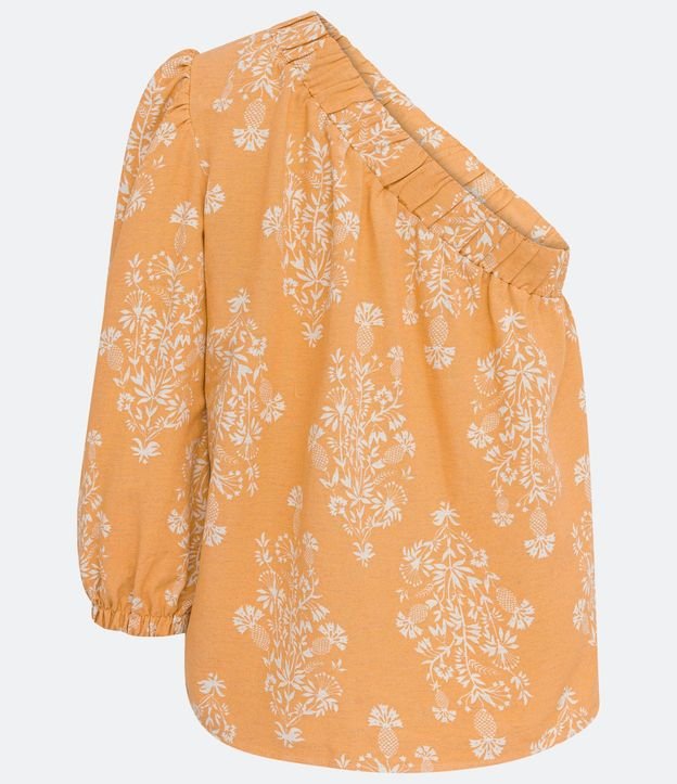 Blusa en Viscolino con Hombro Unico y Estampado de Follaje 6