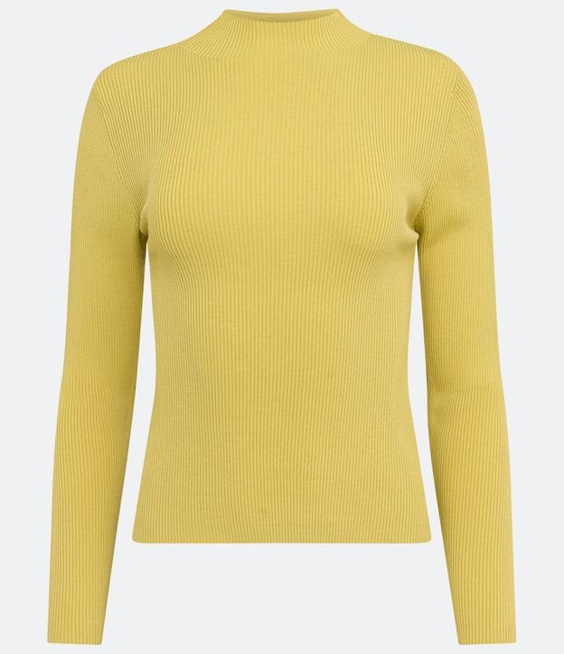 Blusa Básica en Tejido de Punto Acanalada con Cuello Alto 5