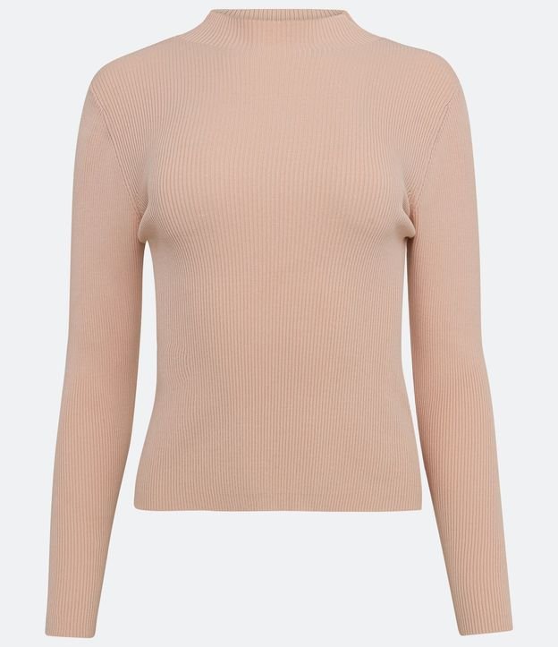 Blusa Básica en Tejido de Punto Acanalada con Cuello Alto 5